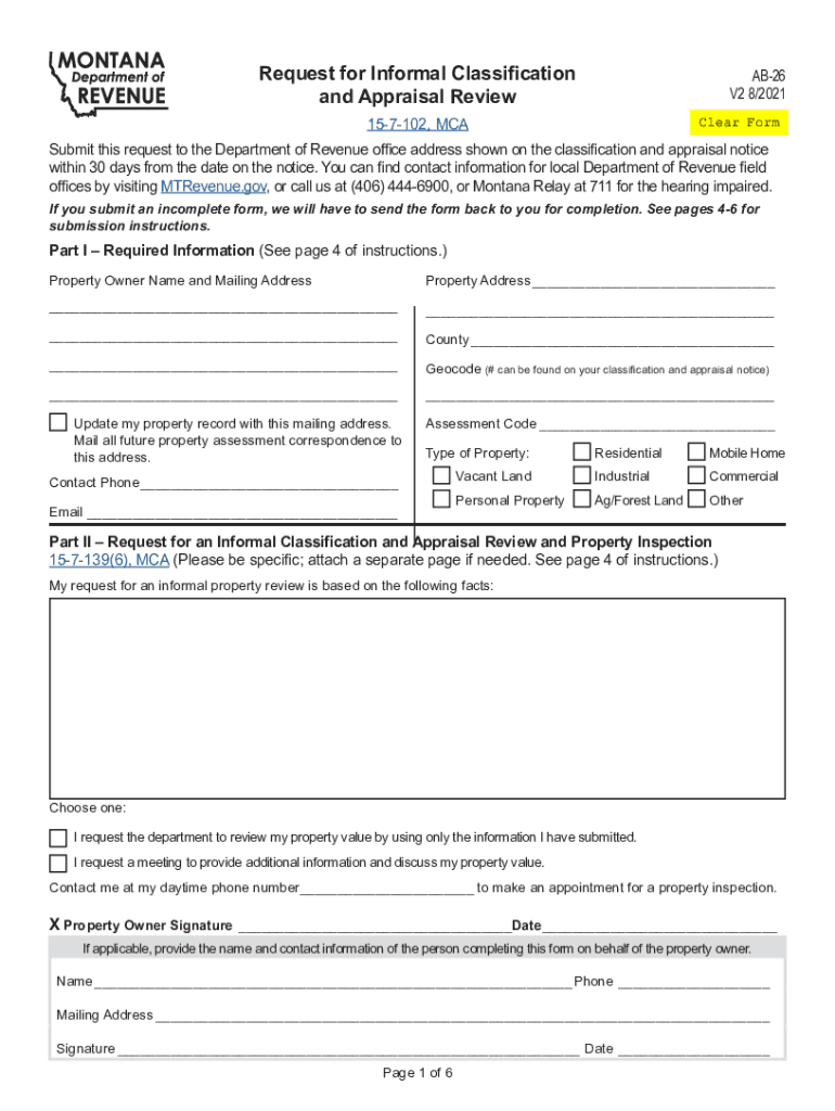 2021 Form MT DoR AB 26 Fill Online Printable Fillable Blank PdfFiller