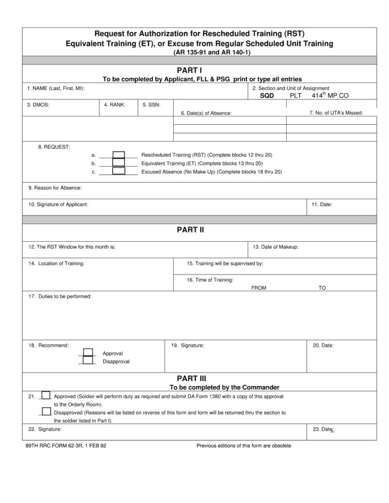 89th RRC 62 3R 1992 Form Printable Blank PDF Online