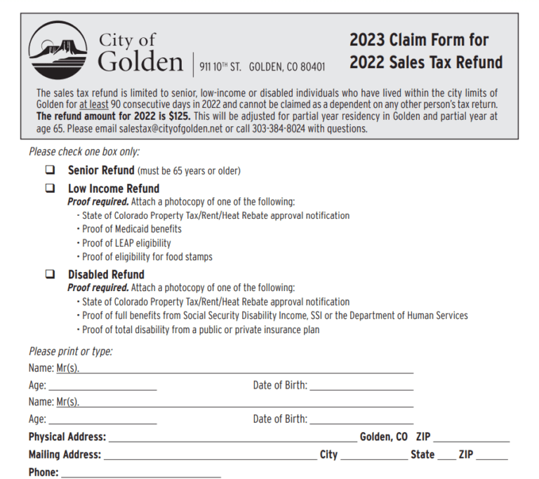 Colorado Tax Rebate 2023 Printable Rebate Form