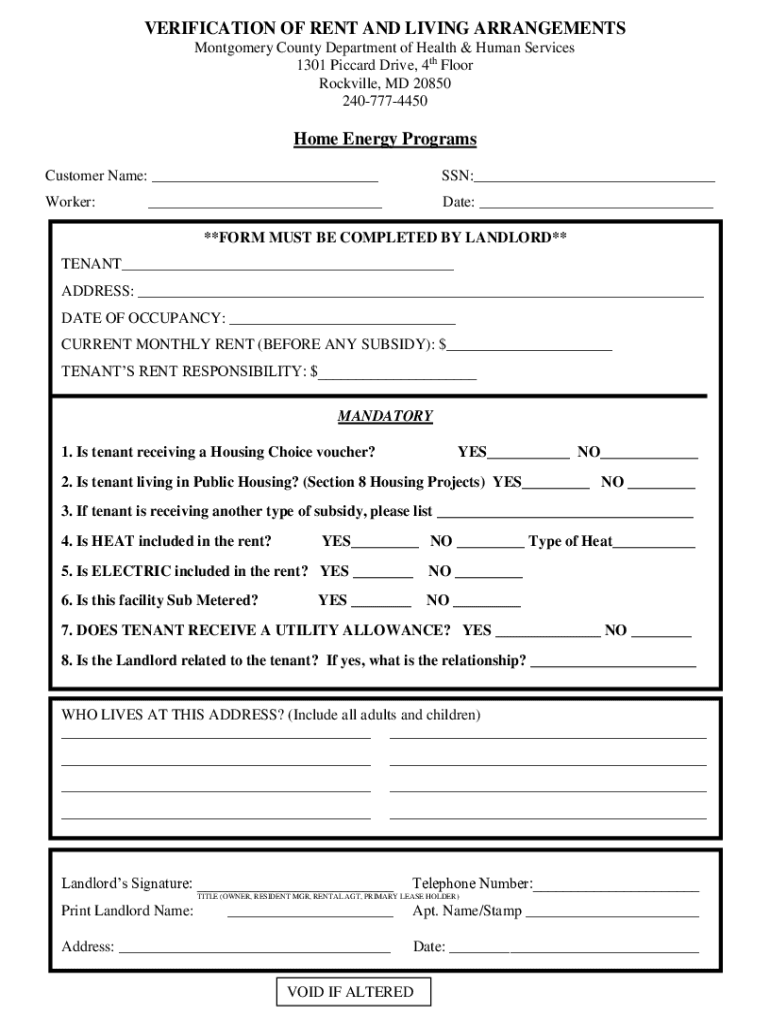 Dhs Rent Verification Form Fill Online Printable Fillable Blank