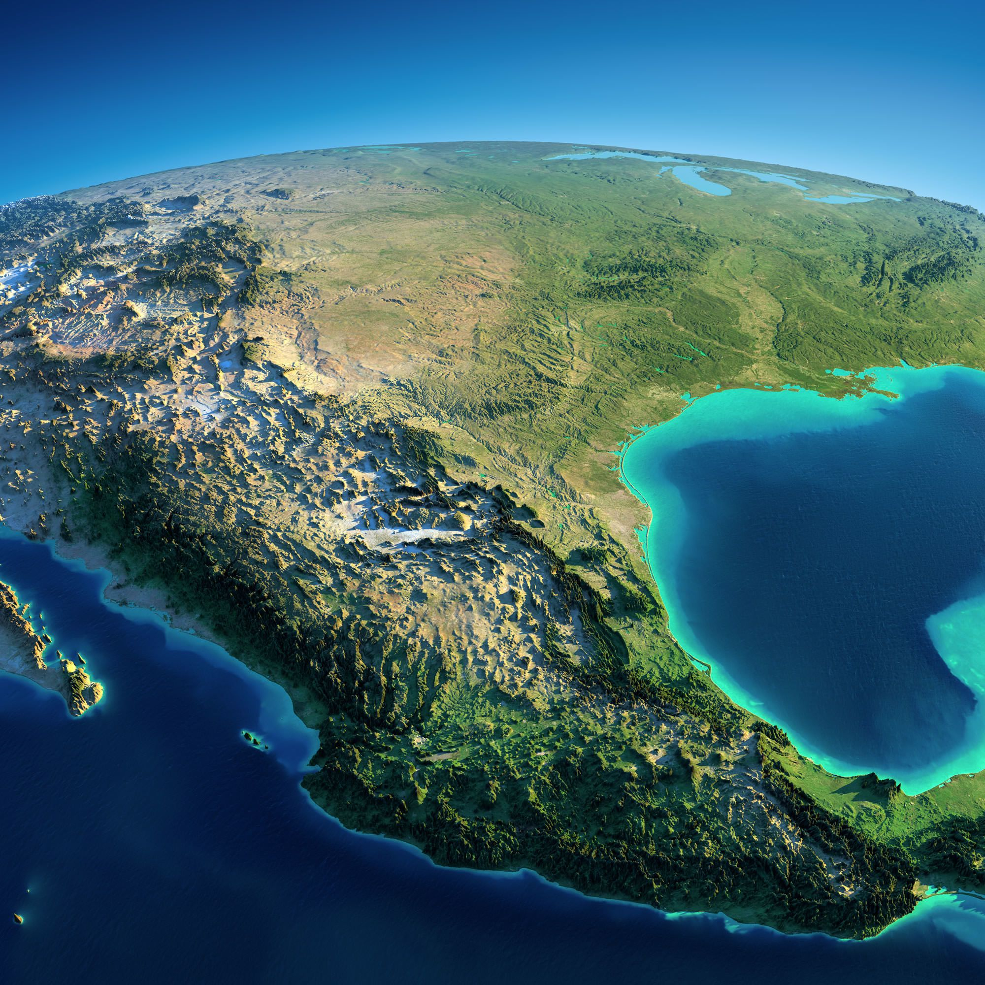 Exaggerated Relief Map Of Mexico Tierra Desde El Espacio Piramides 