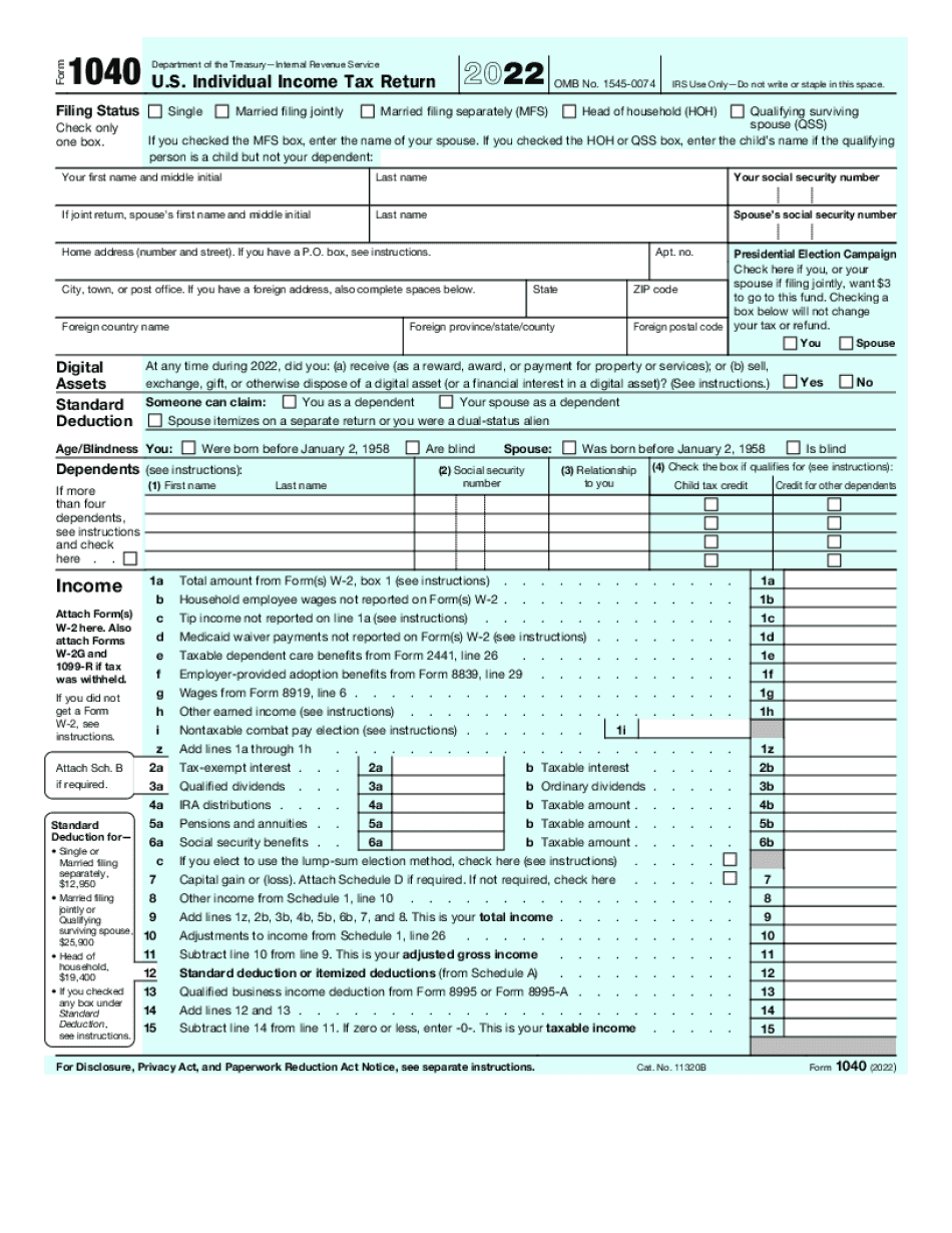 Form 1040a 2023 Fill Online Printable Fillable Blank