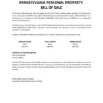 Free Pennsylvania Personal Property Bill Of Sale Form Template Google