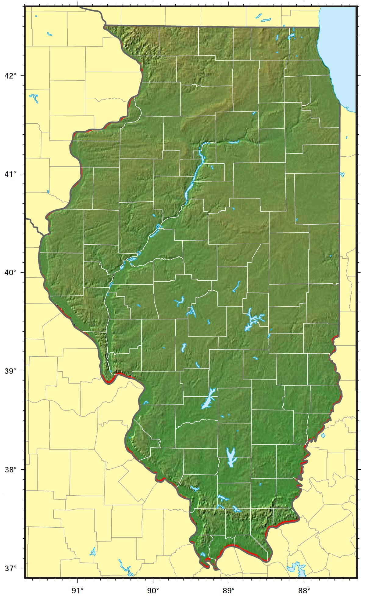 Illinois Relief Map Mapsof Net