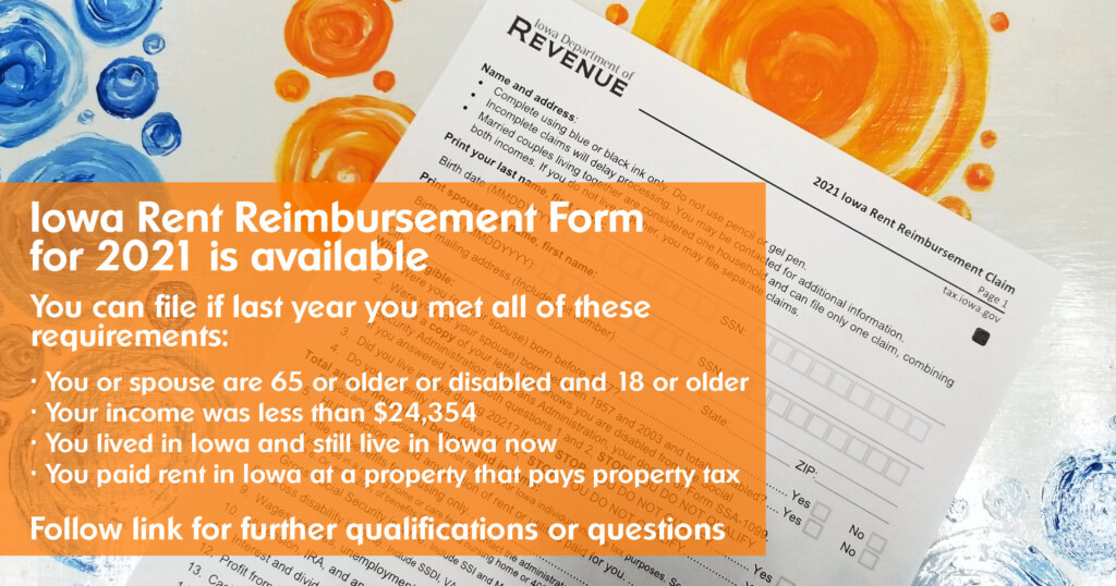 Iowa Rent Reimbursement Form 2021 Available At Sieda s Offices Sieda 