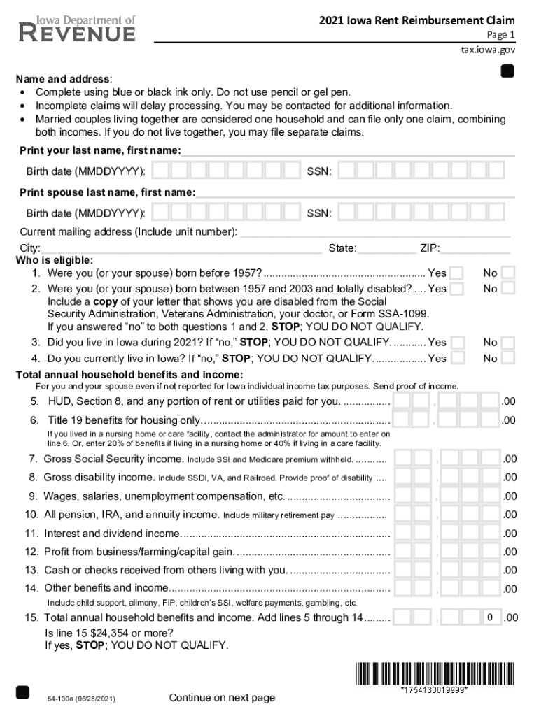 Iowa Rent Reimbursement Form 2023 Printable Forms Free Online