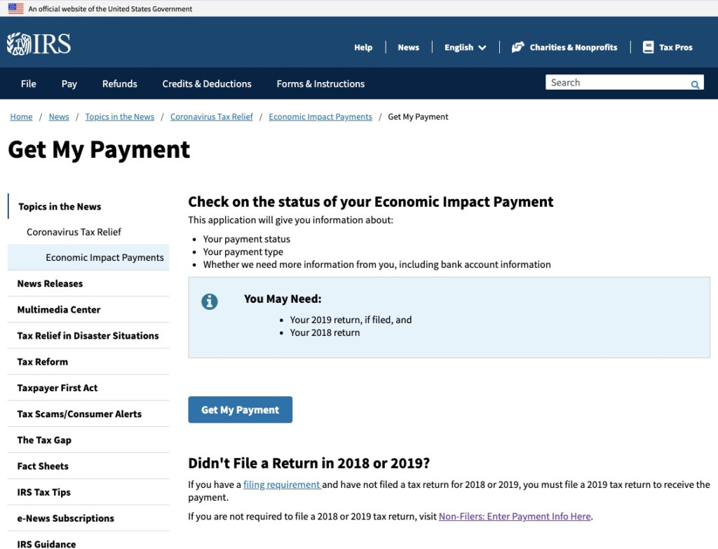 IRS Launches Get My Payment App