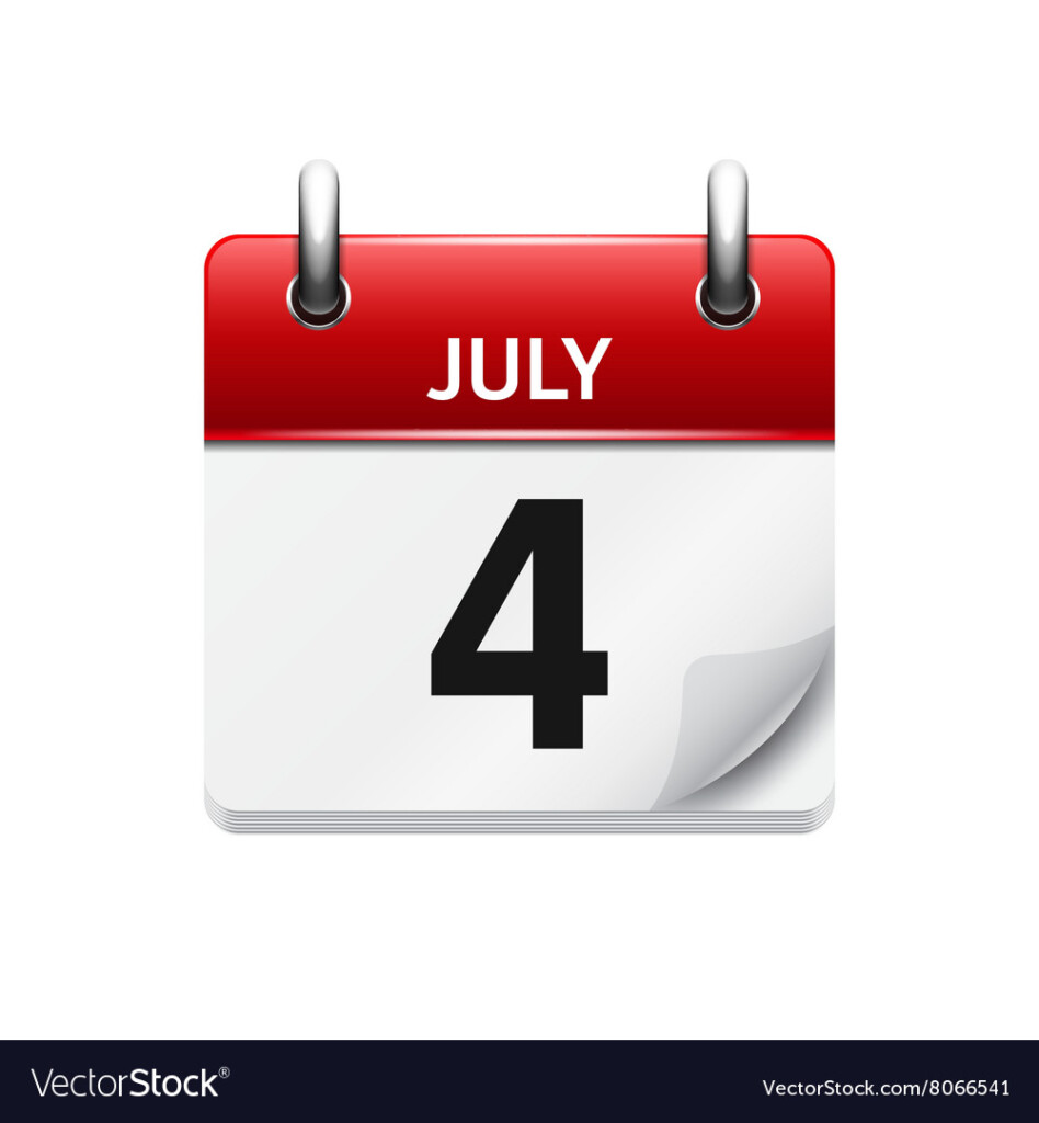 July 4 Flat Daily Calendar Icon Date And Vector Image