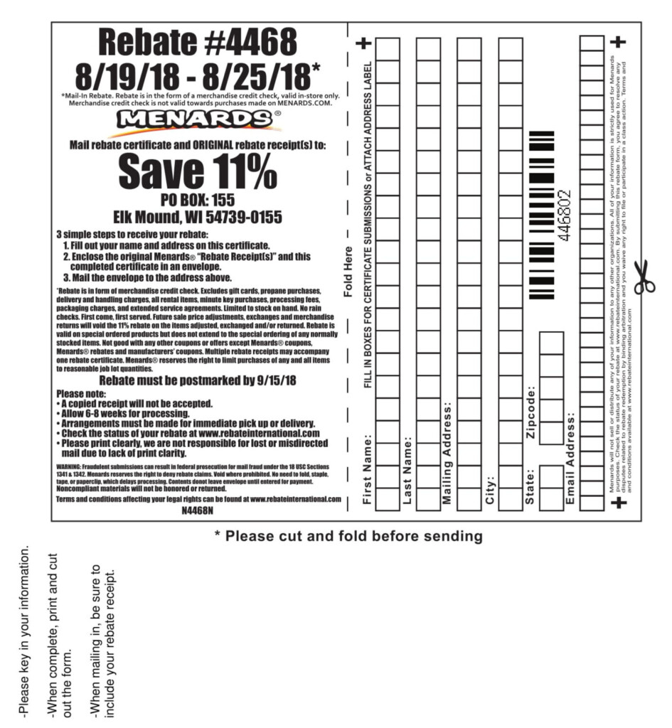 Menards Rebate Form 7809 Printable Crossword Puzzles Bingo Cards Forms 