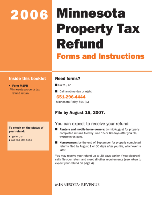 Minnesota Property Tax Refund Forms And Instructions 2006 Page 4 Of 