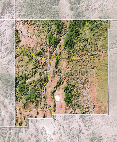 New Mexico Shaded Relief Map 