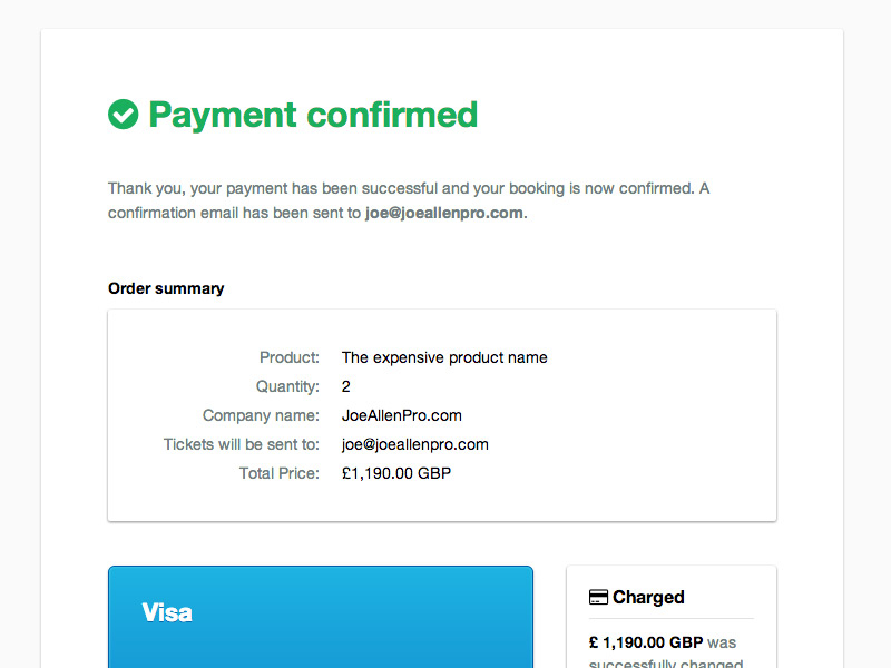 Payment Confirmed By Joe Allen On Dribbble