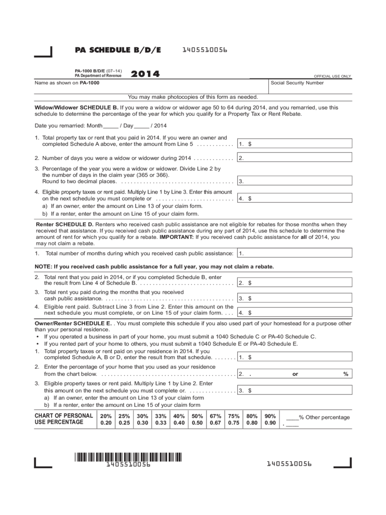 Pennsylvania Property Tax Rent Rebate 5 Free Templates In PDF Word 